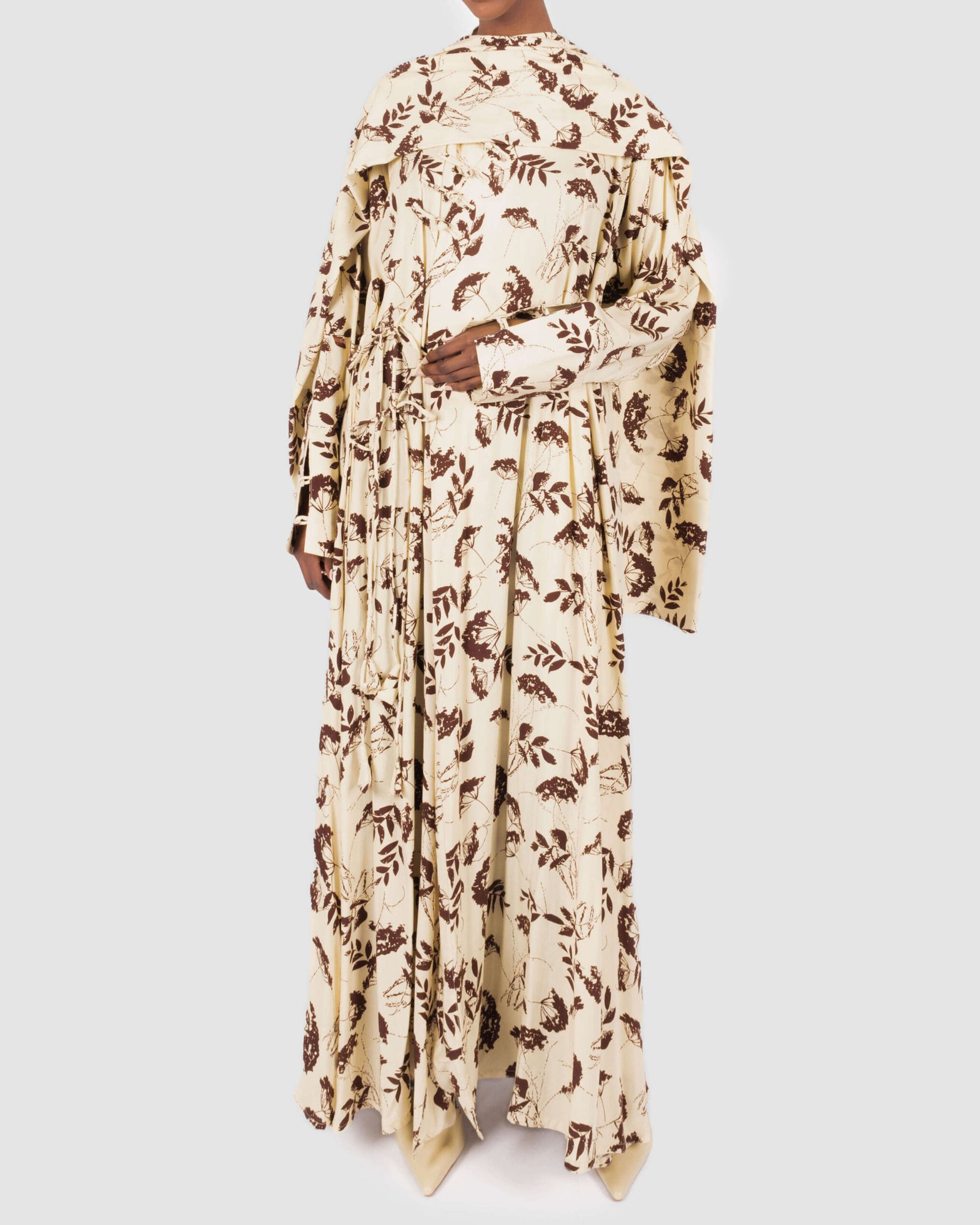 Wandering wildflowers brown combo wrap abaya 9 – Wandering Wildflowers Wrap Abaya – Brown – Abayas Boutique