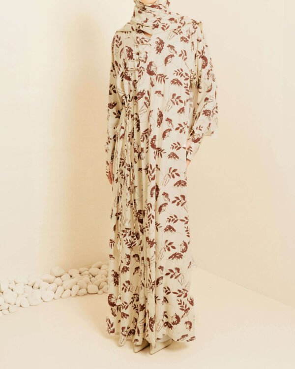 Wandering Wildflowers Wrap Abaya - Brown