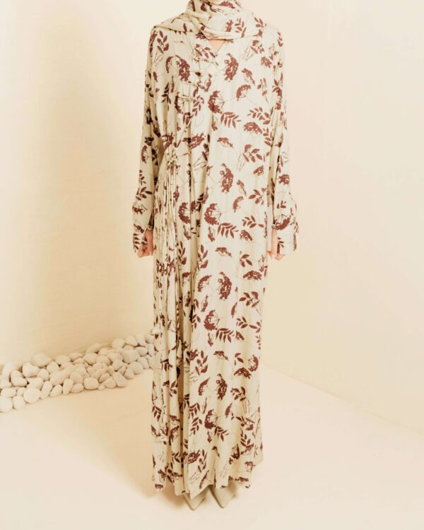 Wandering Wildflowers Wrap Abaya - Brown
