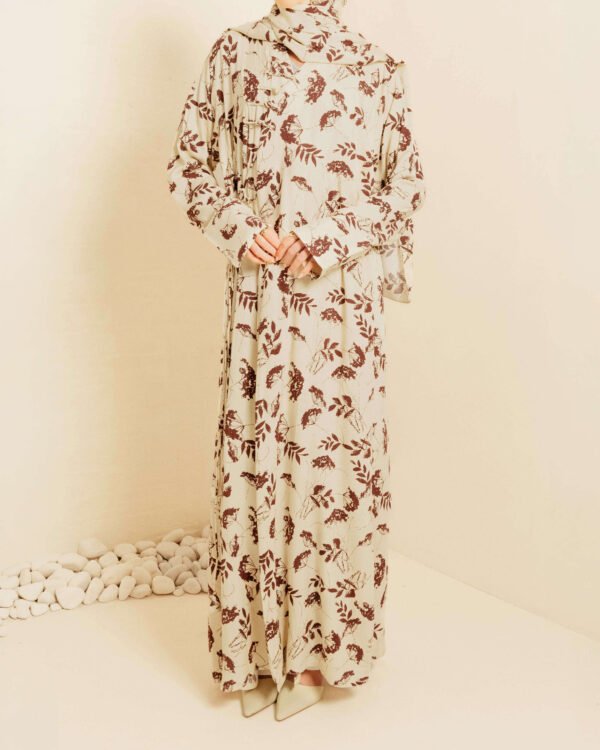 Wandering Wildflowers Wrap Abaya - Brown