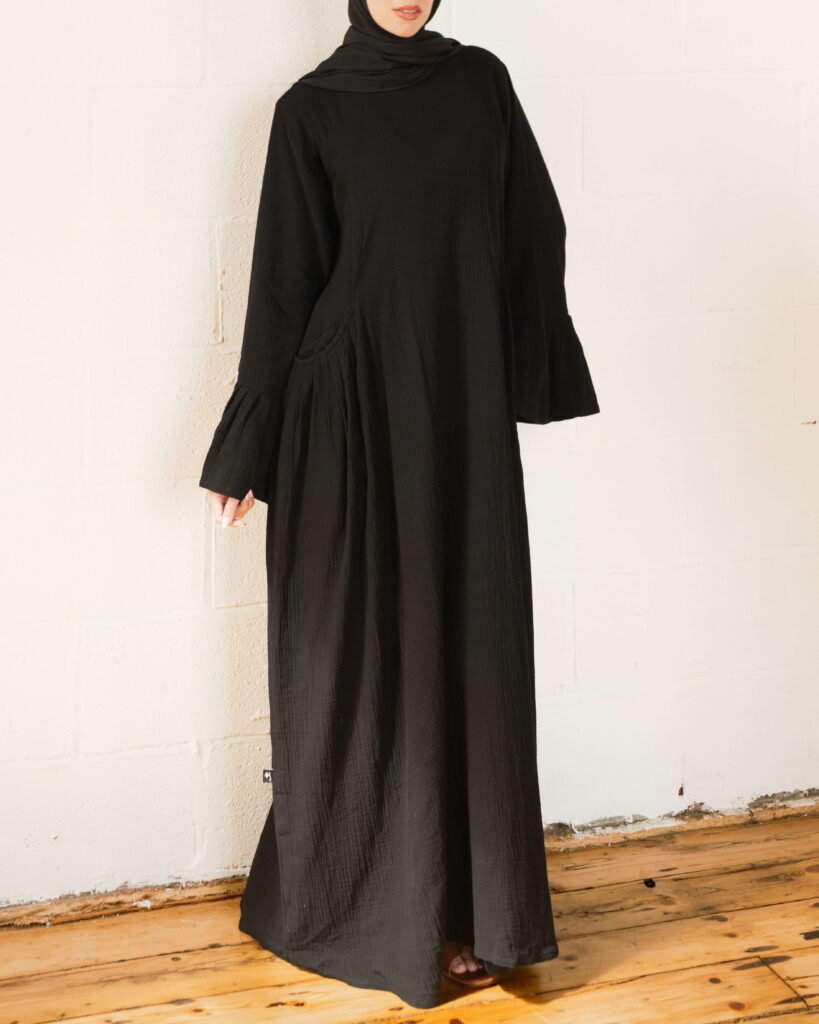 the Summer Smocked Abaya – Black
