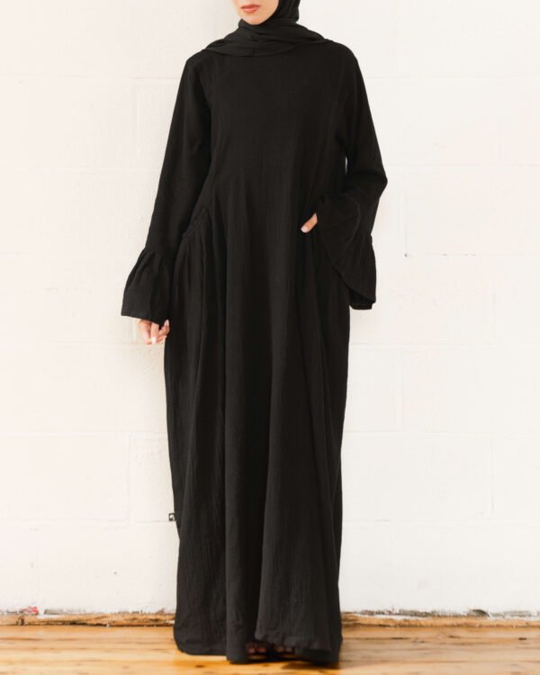 the Summer Smocked Abaya - Black