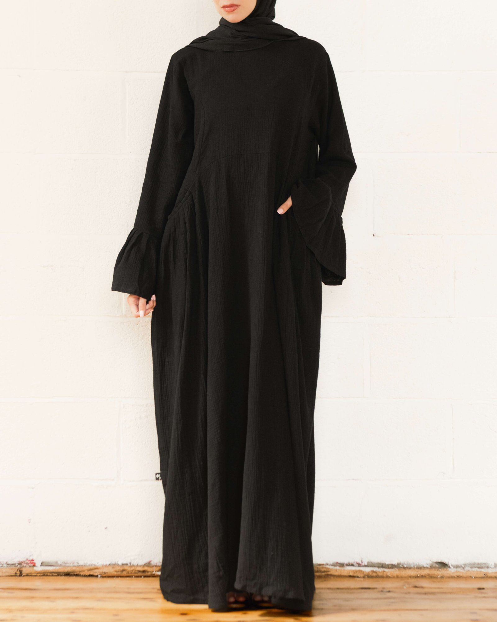 the Summer Smocked Abaya &ndash; Black