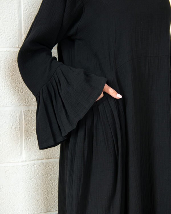 the Summer Smocked Abaya - Black