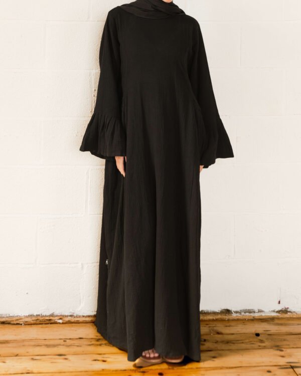 the Summer Smocked Abaya - Black