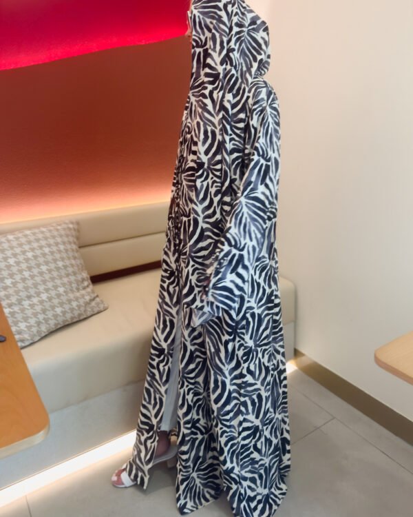 Cotton Printed Abaya with Tie Front in London