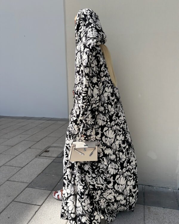 Cotton Printed Abaya with Tie Front in Seville