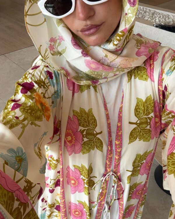 Cotton Printed Abaya with Tie Front in Jaipur