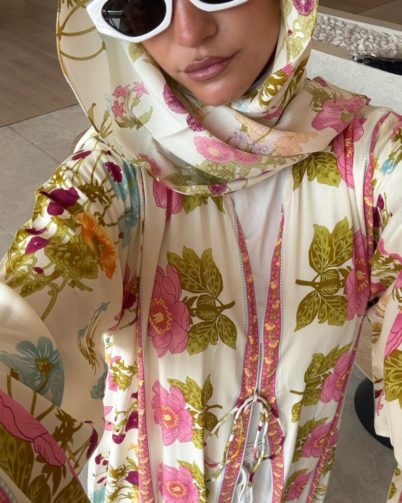 Cotton Printed Abaya with Tie Front in Jaipur