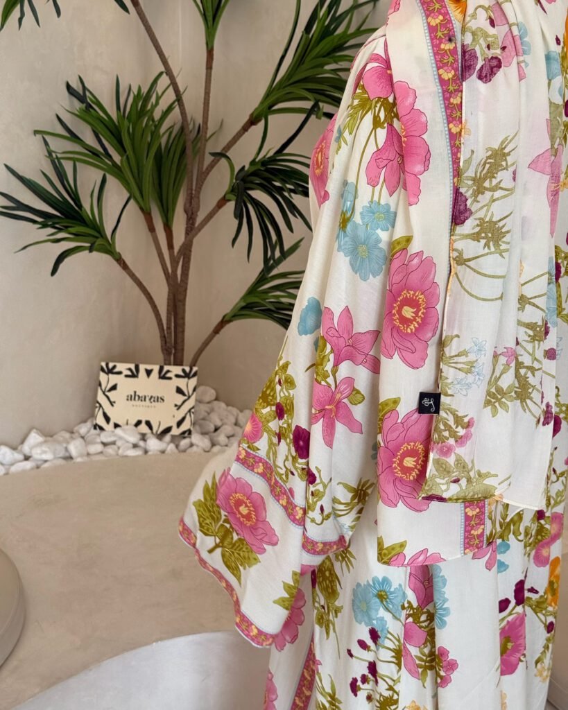Cotton Printed Abaya with Tie Front in Jaipur