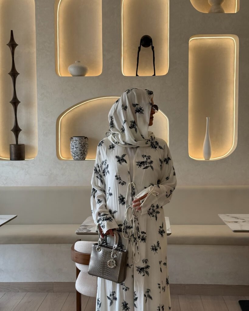 Cotton Printed Abaya with Tie Front in Kyoto