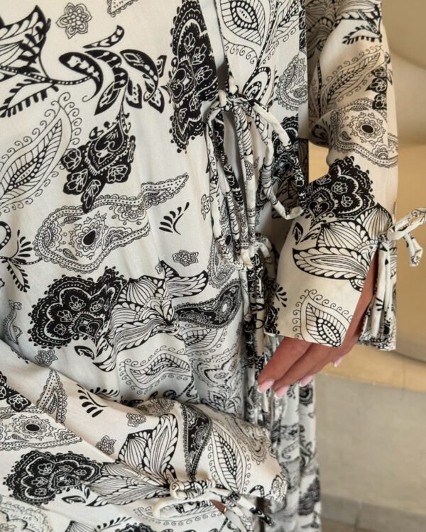 Cotton Printed Abaya with Tie Front in Manila