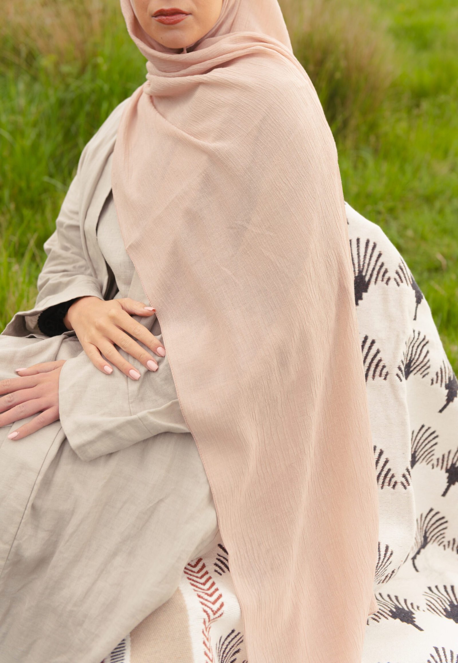 Textured Hijab in Peach Blossom