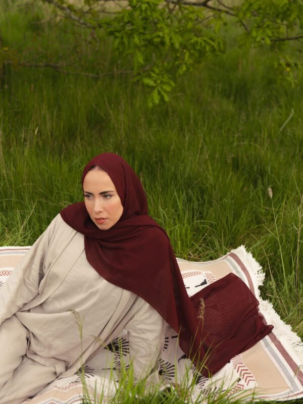 Textured Hijab in Dark Garnet