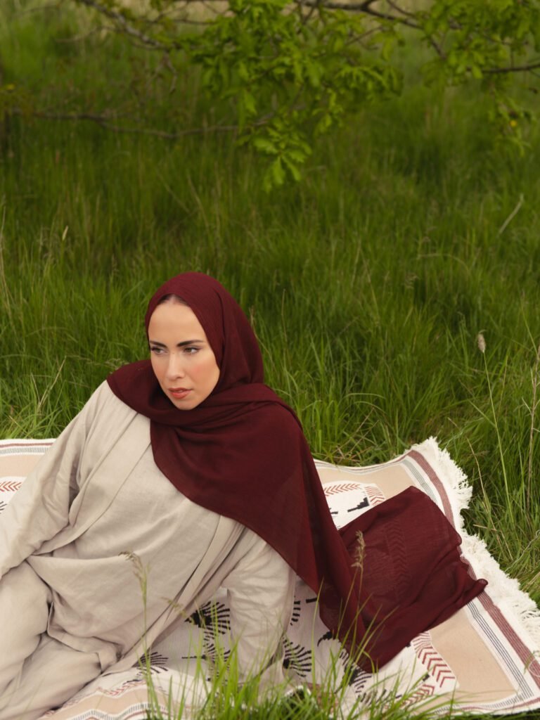 Textured Hijab in Dark Garnet