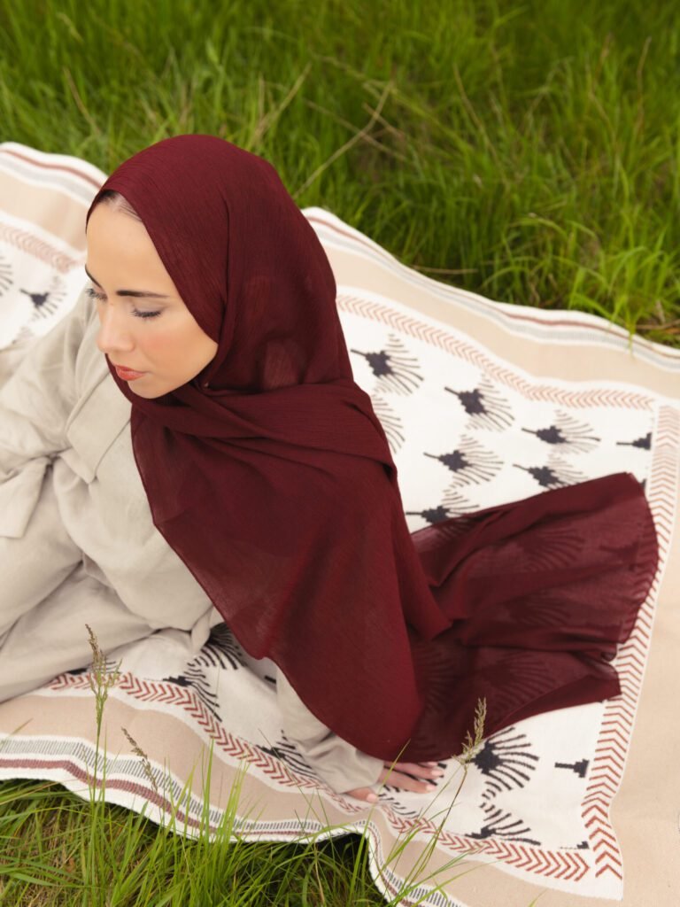 Textured Hijab in Dark Garnet