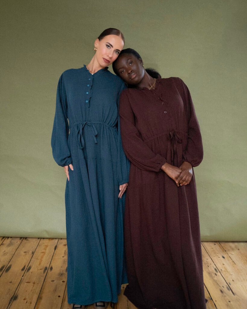 Cotton Maxi Dress in Brown