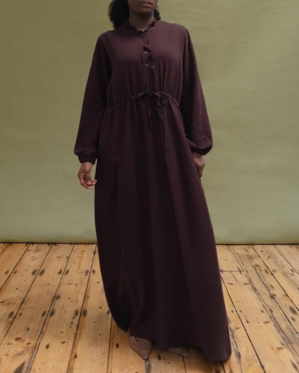 Cotton Maxi Dress in Brown