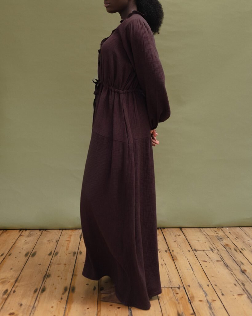 Cotton Maxi Dress in Brown