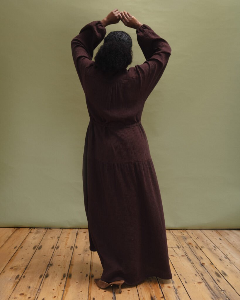 Cotton Maxi Dress in Brown