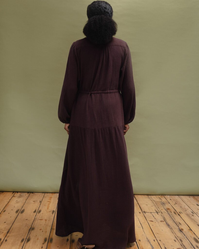 Cotton Maxi Dress in Brown