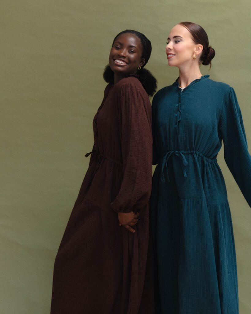 Cotton Maxi Dress in Brown