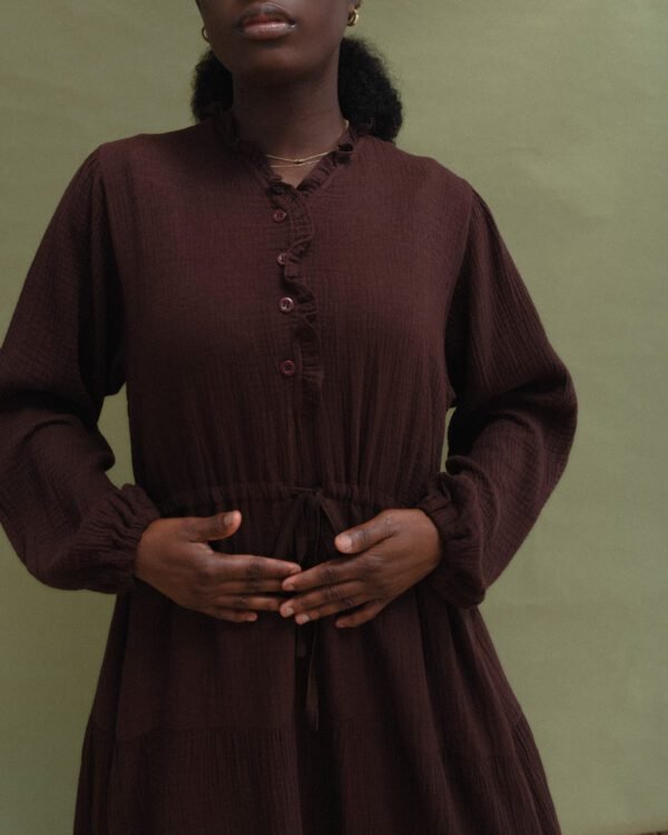 Cotton Maxi Dress in Brown