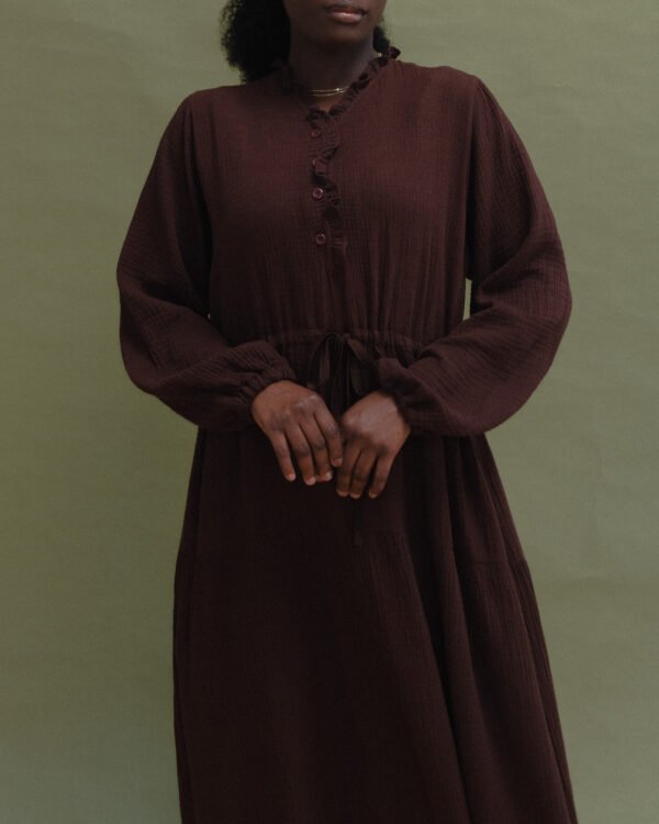 Cotton Maxi Dress in Brown