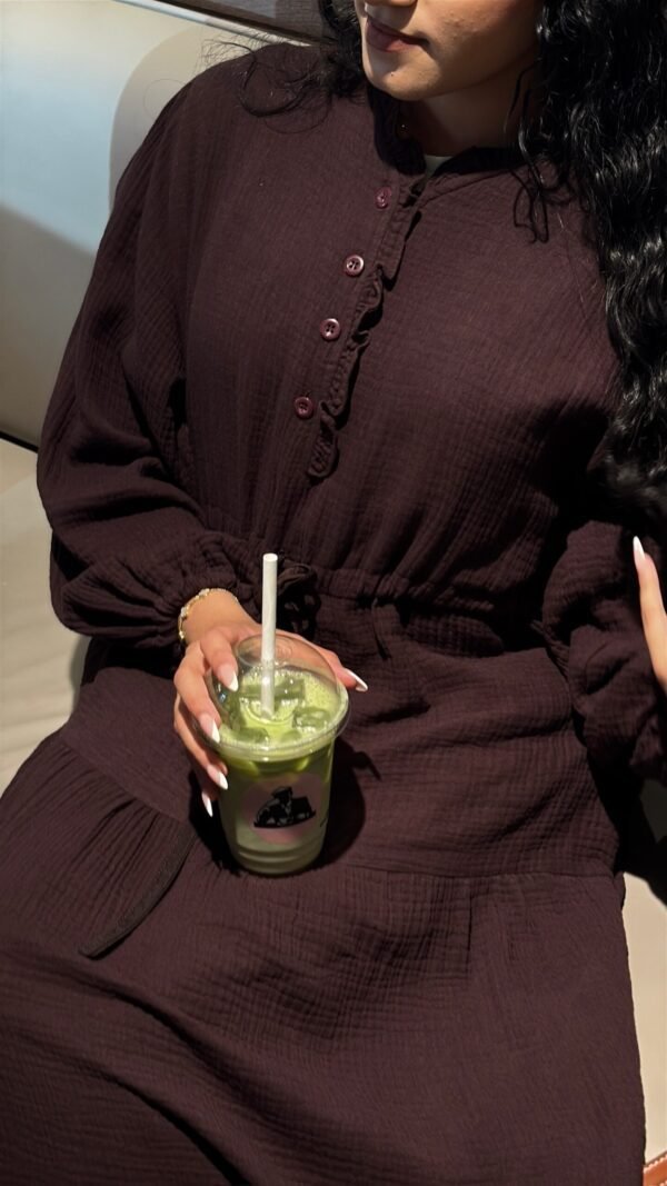 Cotton Maxi Dress in Brown
