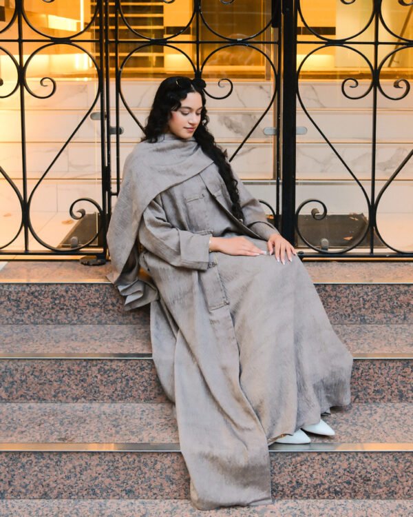 Frog-tassel Abaya in Grey
