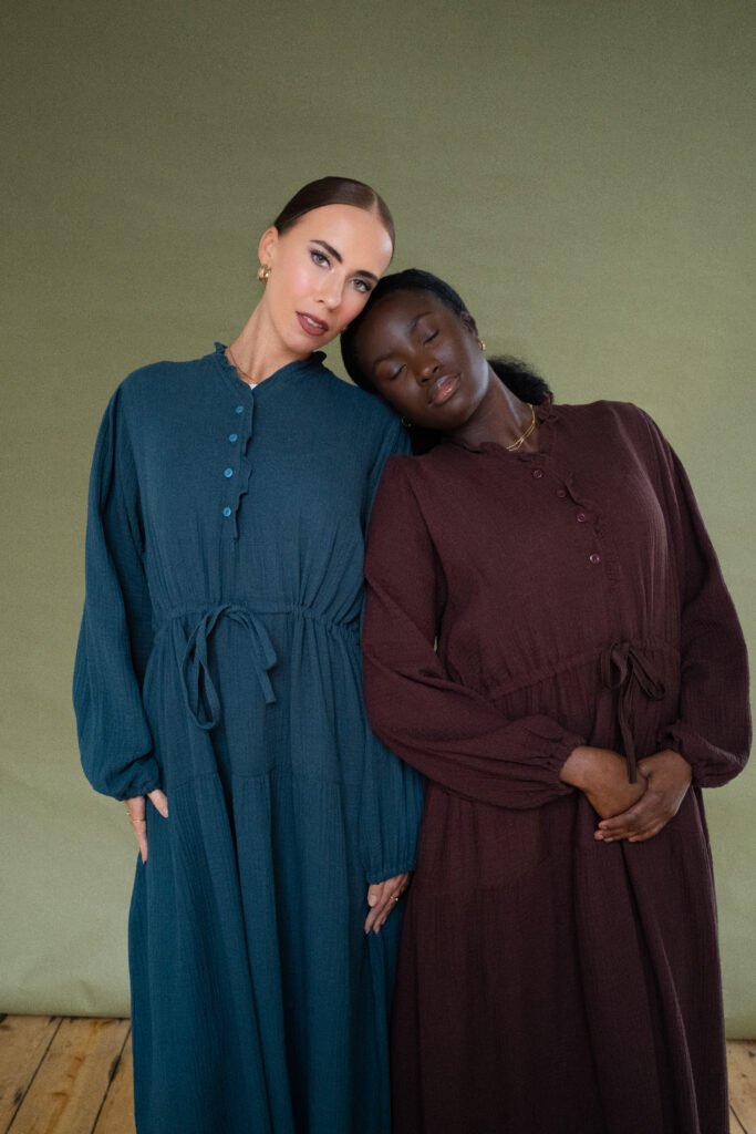 Cotton Maxi Dress in Brown