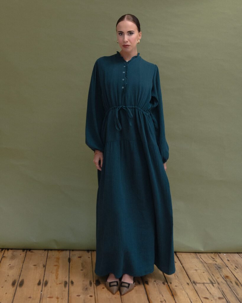 Cotton Maxi Dress in Teal