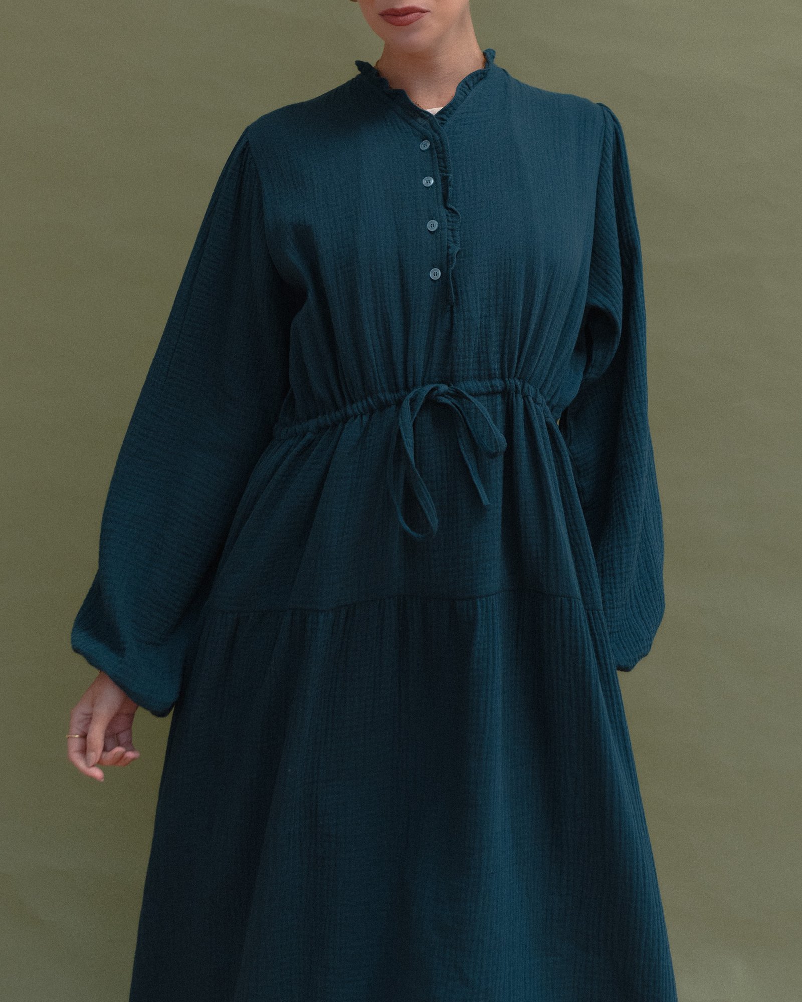 Cotton Maxi Dress in Teal