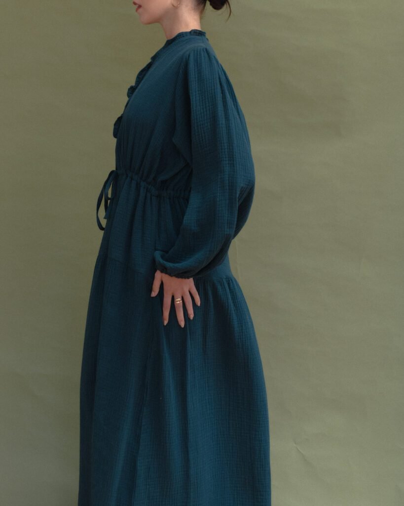 Cotton Maxi Dress in Teal