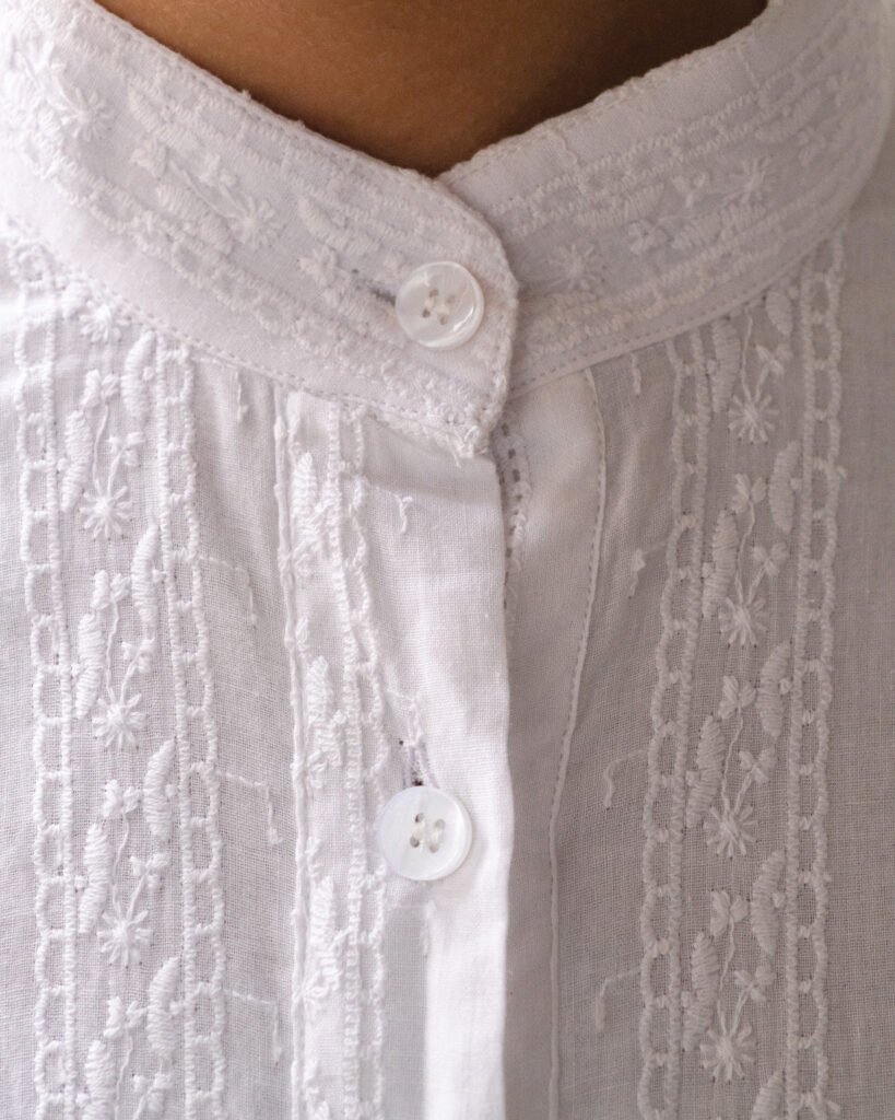 Tiered Shirt Dress in White