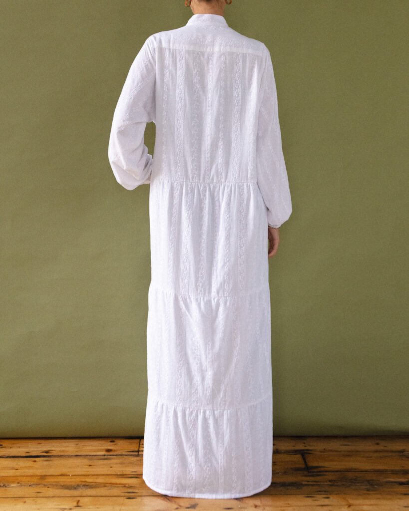 Tiered Shirt Dress in White